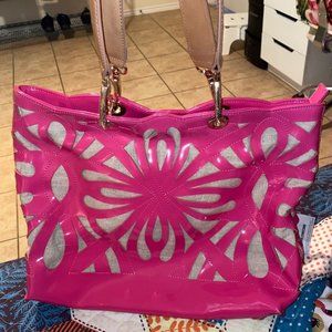 Sondra Roberts pink patent leather tote